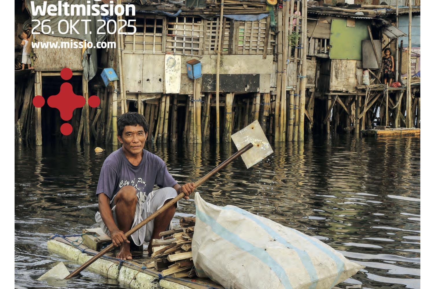 Missioplakat Mann im Boot Philippinen