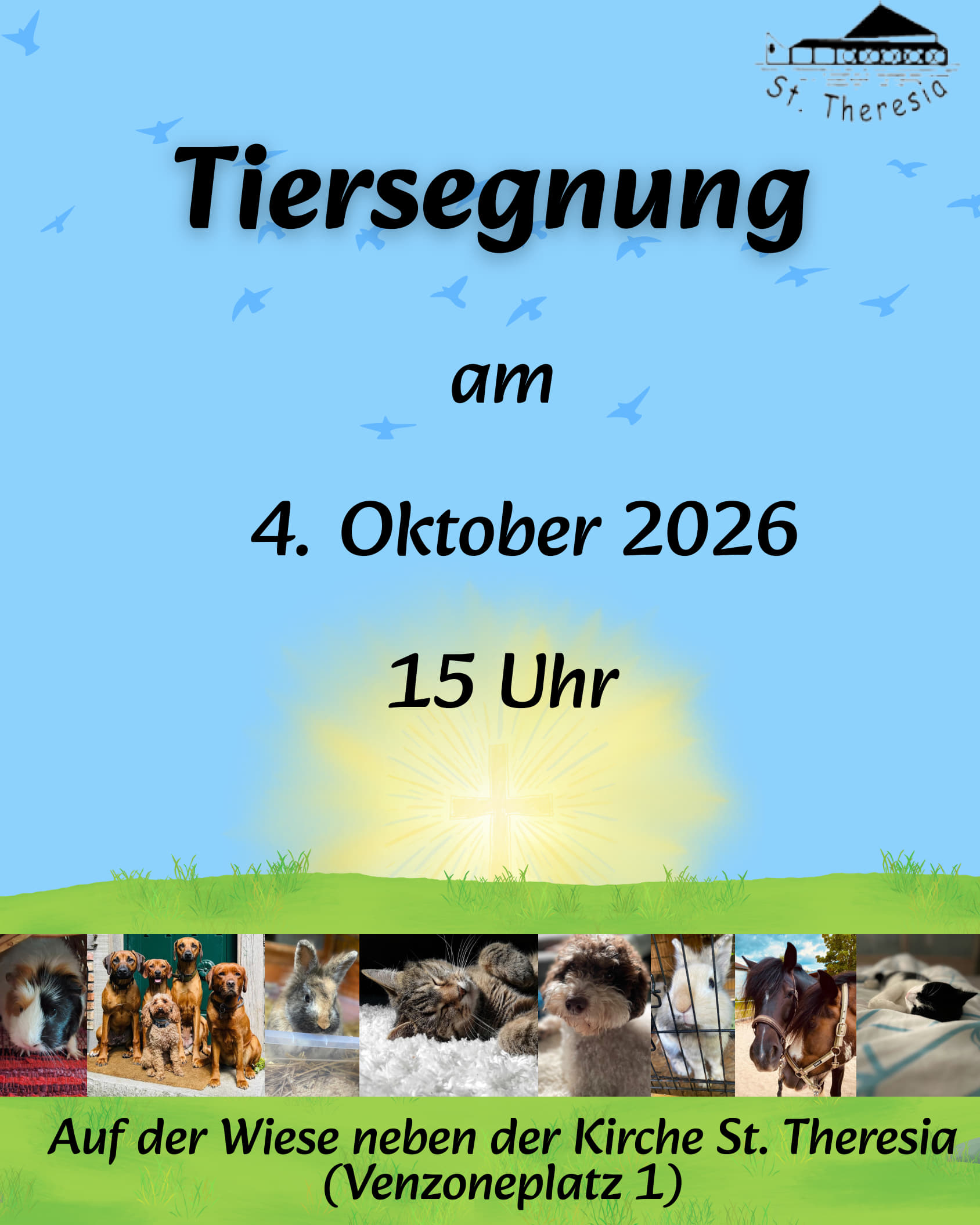 Tiersegnung, Bilder von Haustieren der Ministranten